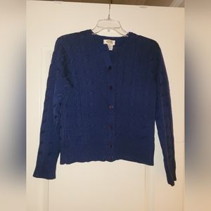 Talbots Blue Wool Buttonup Cardigan Sweater to match Sleeveless Sweater